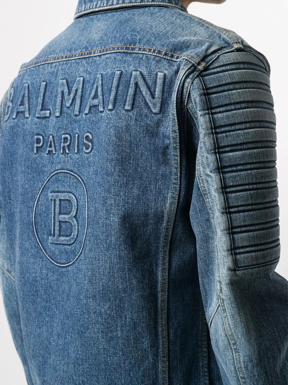 logo-embossed denim jacket - 5