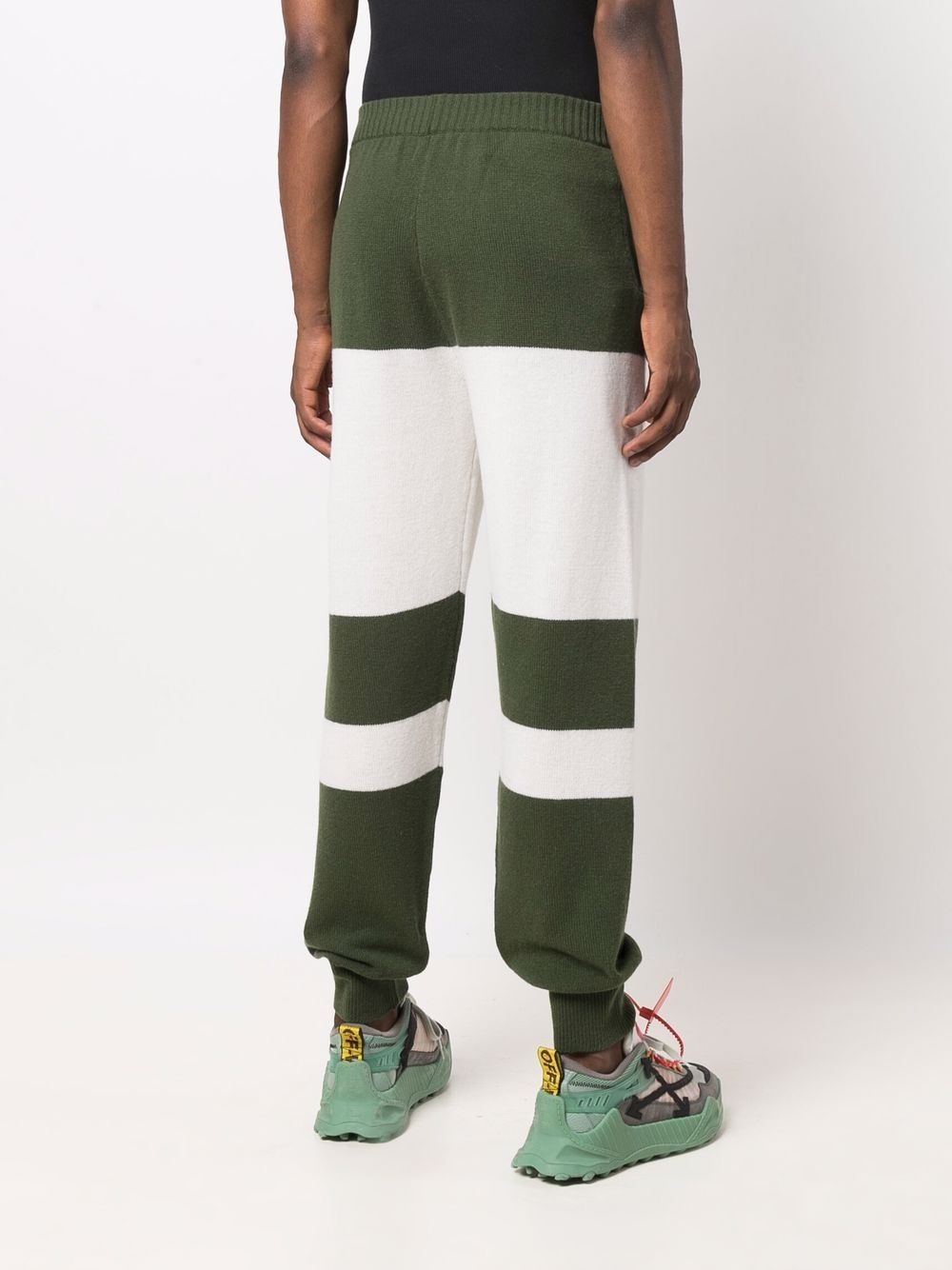 two-tone knitted track pants - 4