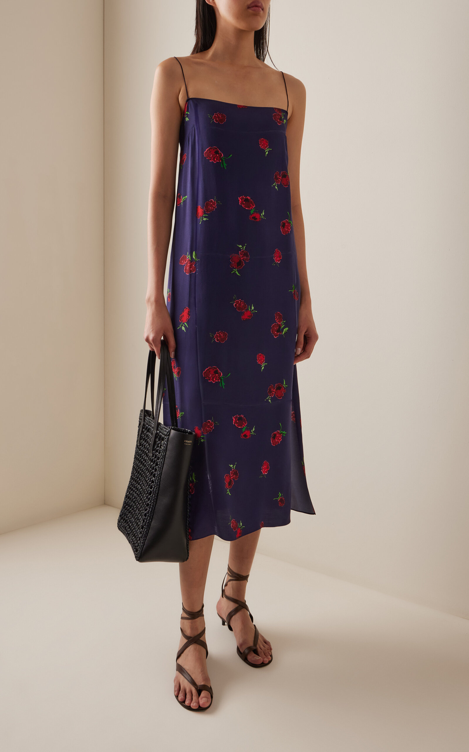 Sicily Printed Silk Midi Dress navy - 2
