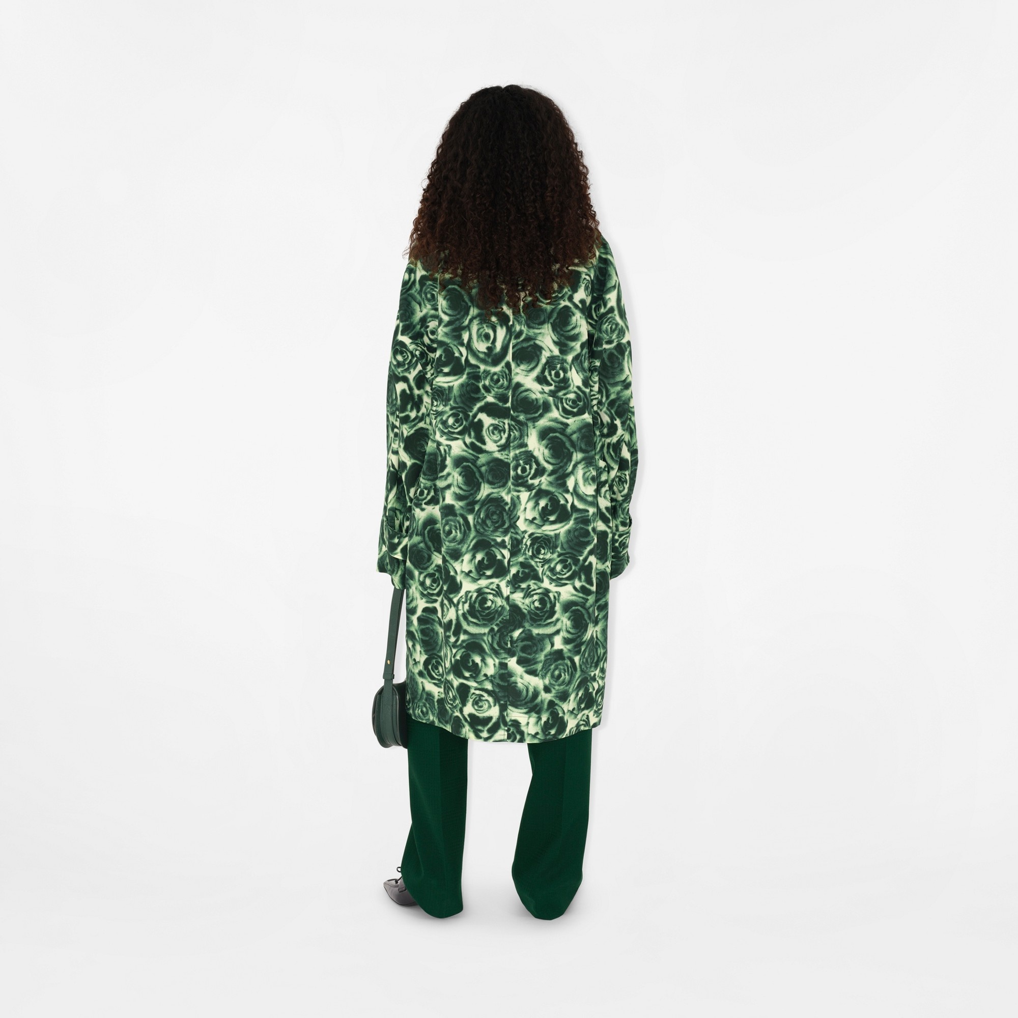 Long Rose Taffeta Car Coat - 4