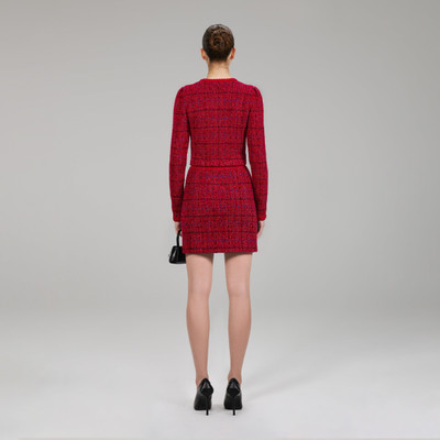 self-portrait Red Melange Knit Mini Skirt outlook