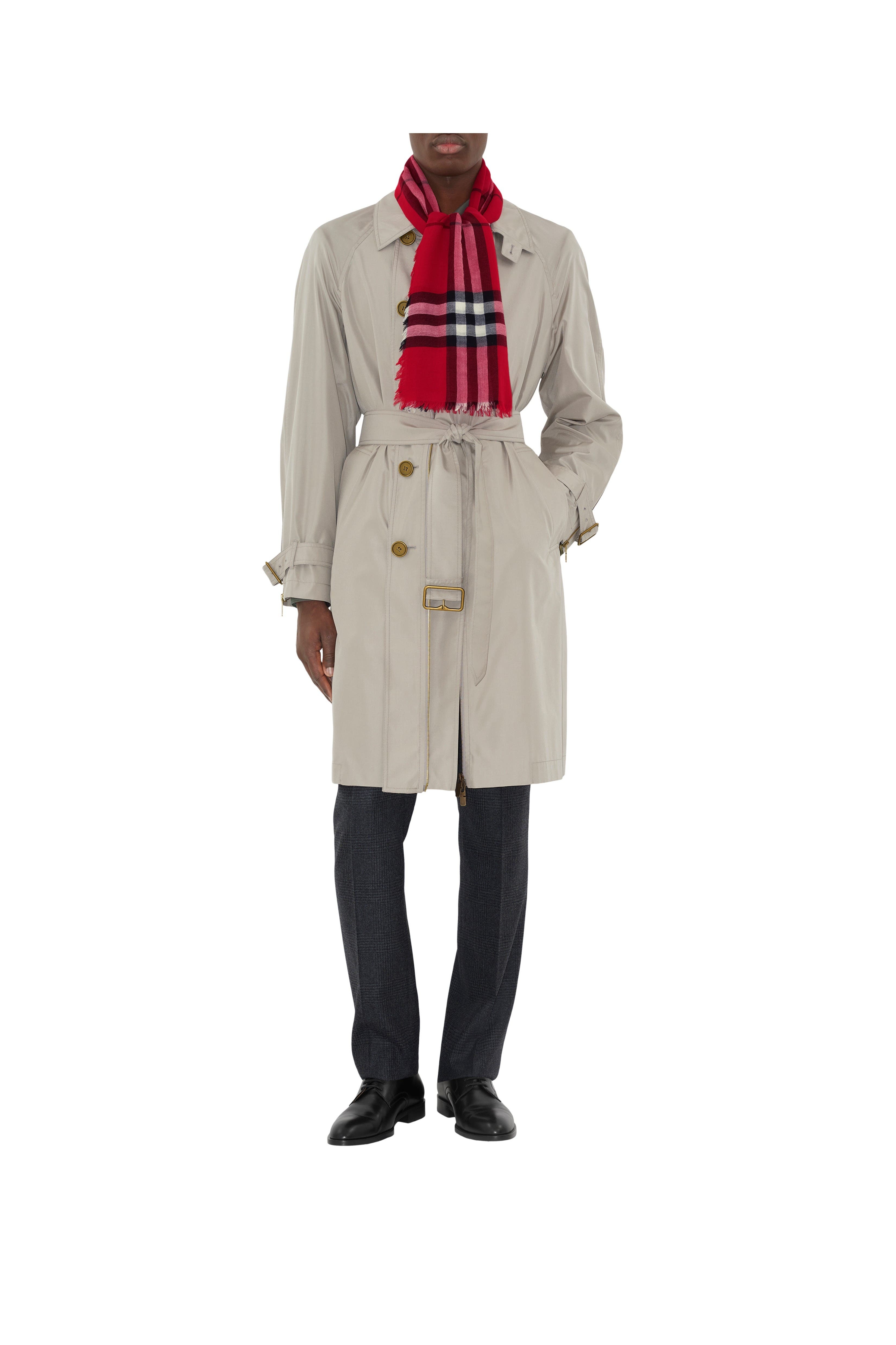 burberry Wide Check Wool Scarf in Post Red at Nordstrom - 5