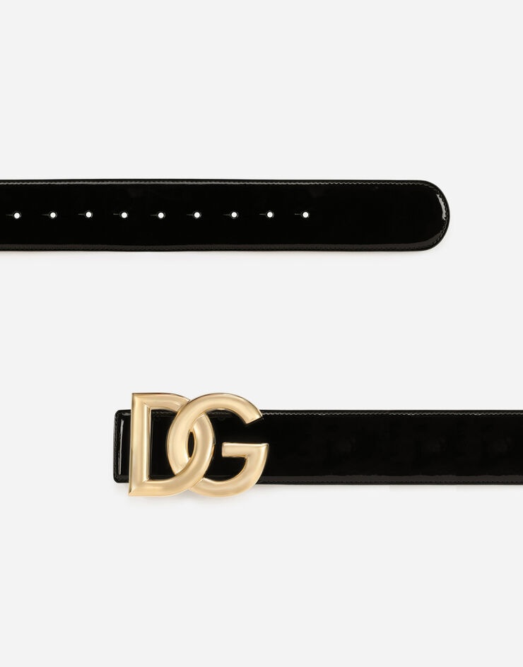 Patent leather belt with DG logo - 2