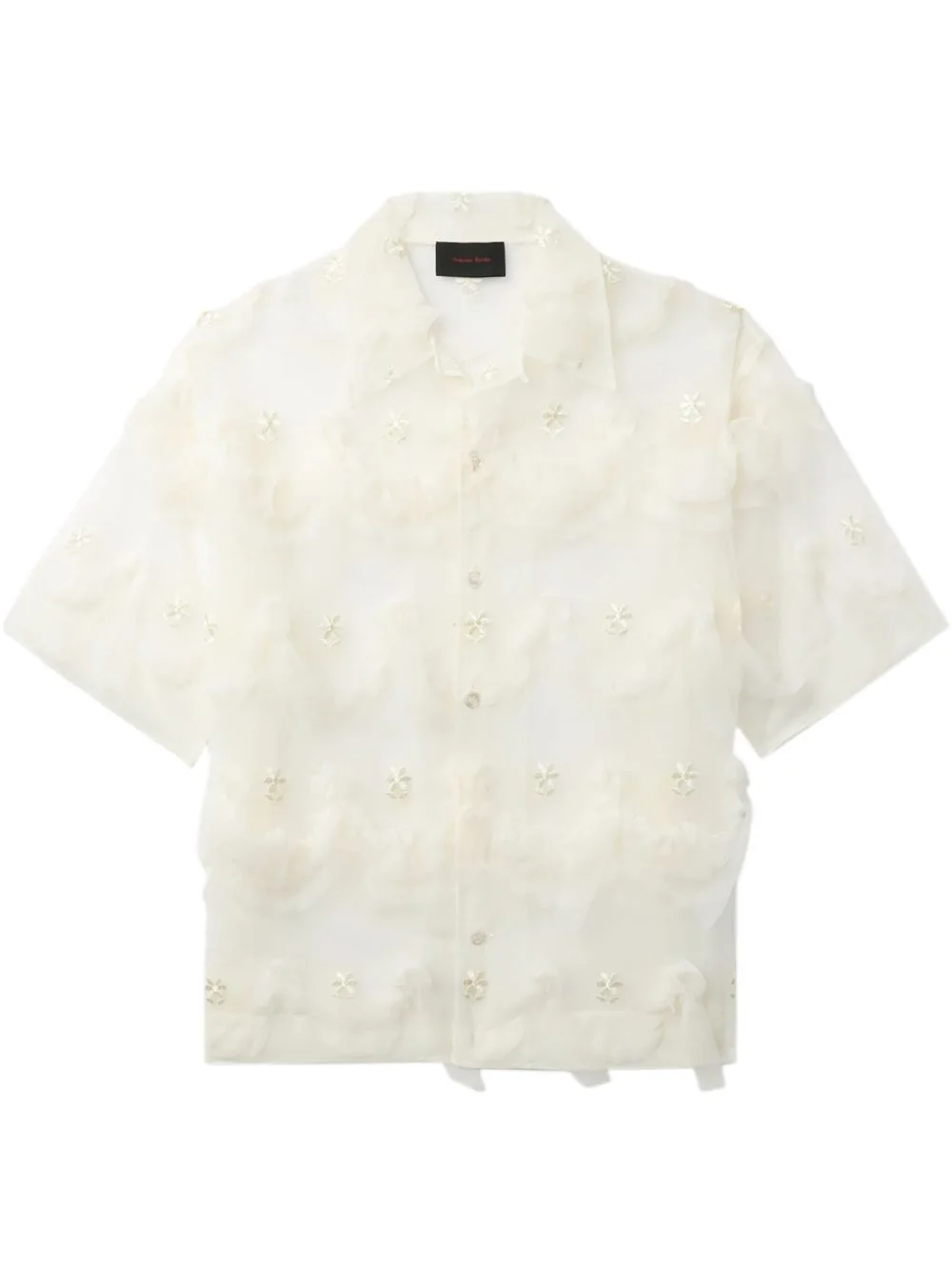 SHEER RELAXED SHORT SLEEVE SHIRT WITH EMBROIDERIES Shirts White "WHITE" - 1