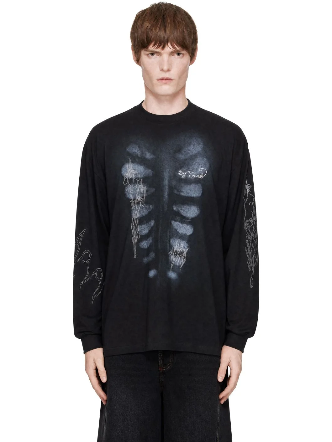 Black X-Ray Handwriting Long Sleeve T-shirt - 1
