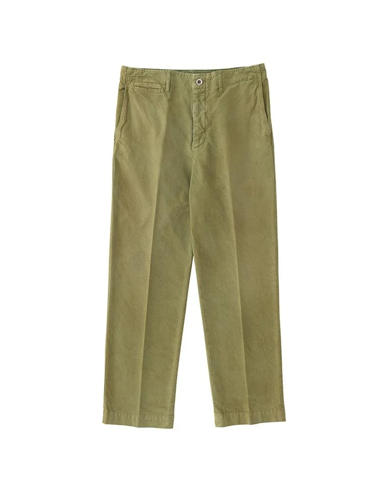 CHINO PANTS HW TAPER DMGD GREEN - 1