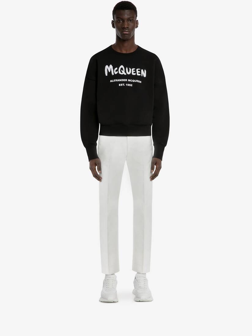 Mcqueen Graffiti Oversized Sweatshirt in Black/white - 2