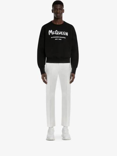 Alexander McQueen Mcqueen Graffiti Oversized Sweatshirt in Black/white outlook