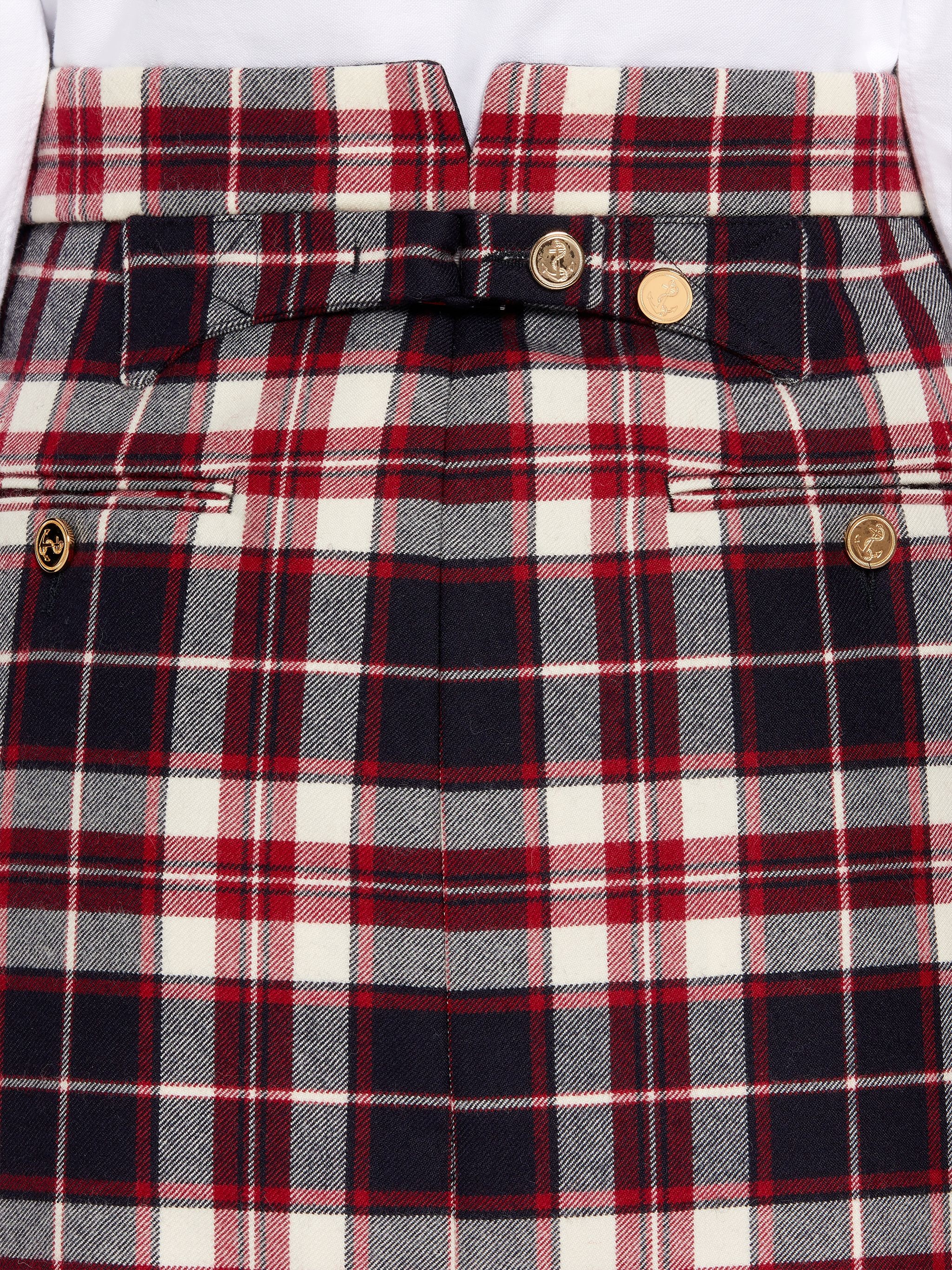 Multicolor Tartan Check Wool Flannel Suiting Mini Sack Skirt - 6