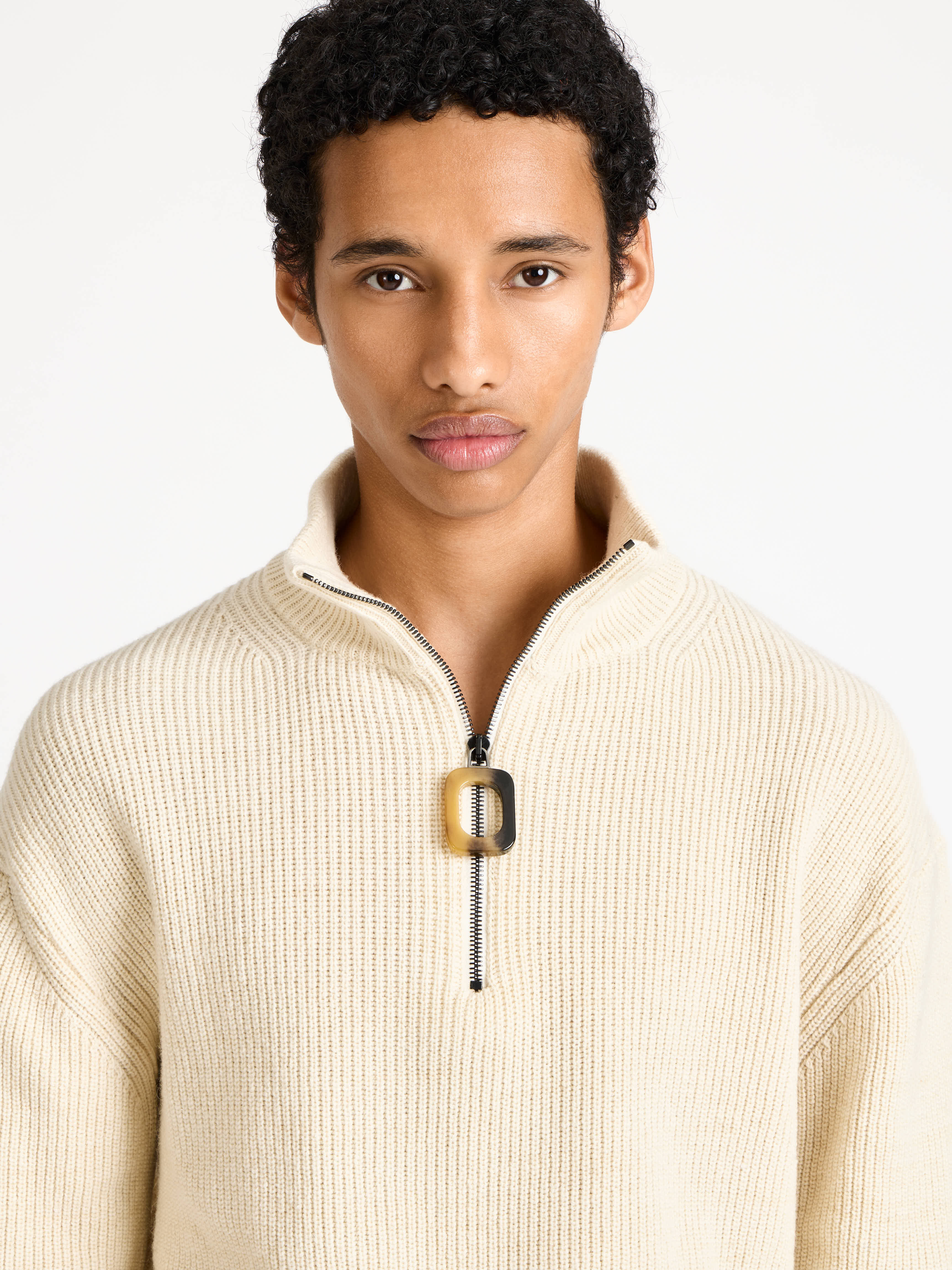 HALF ZIP JUMPER IN IVORY - 6