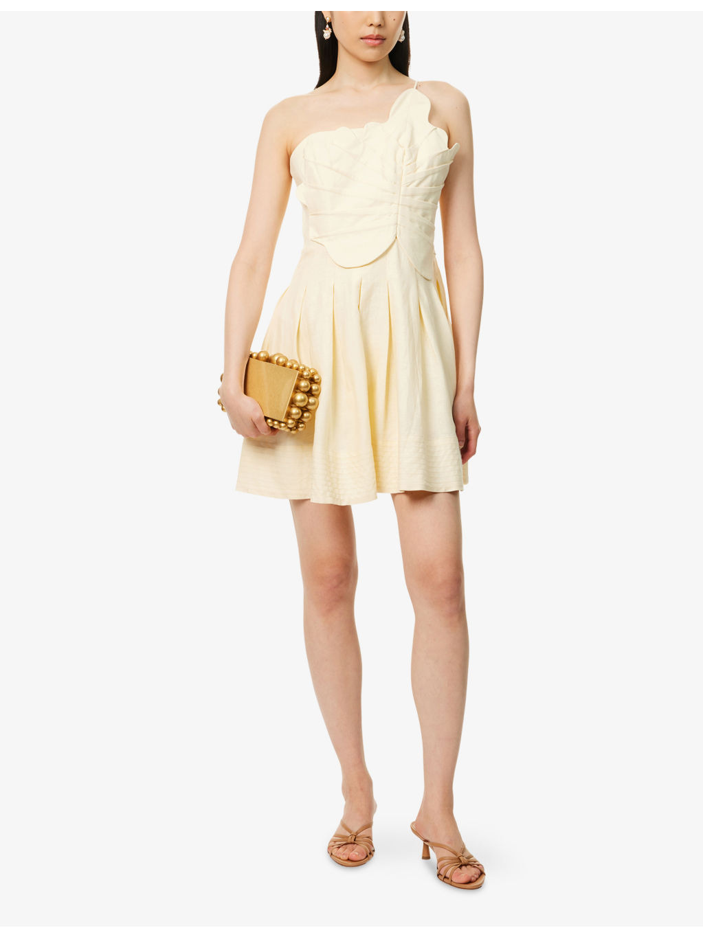 Lea One-Shoulder Linen-Blend Mini Dress - 2