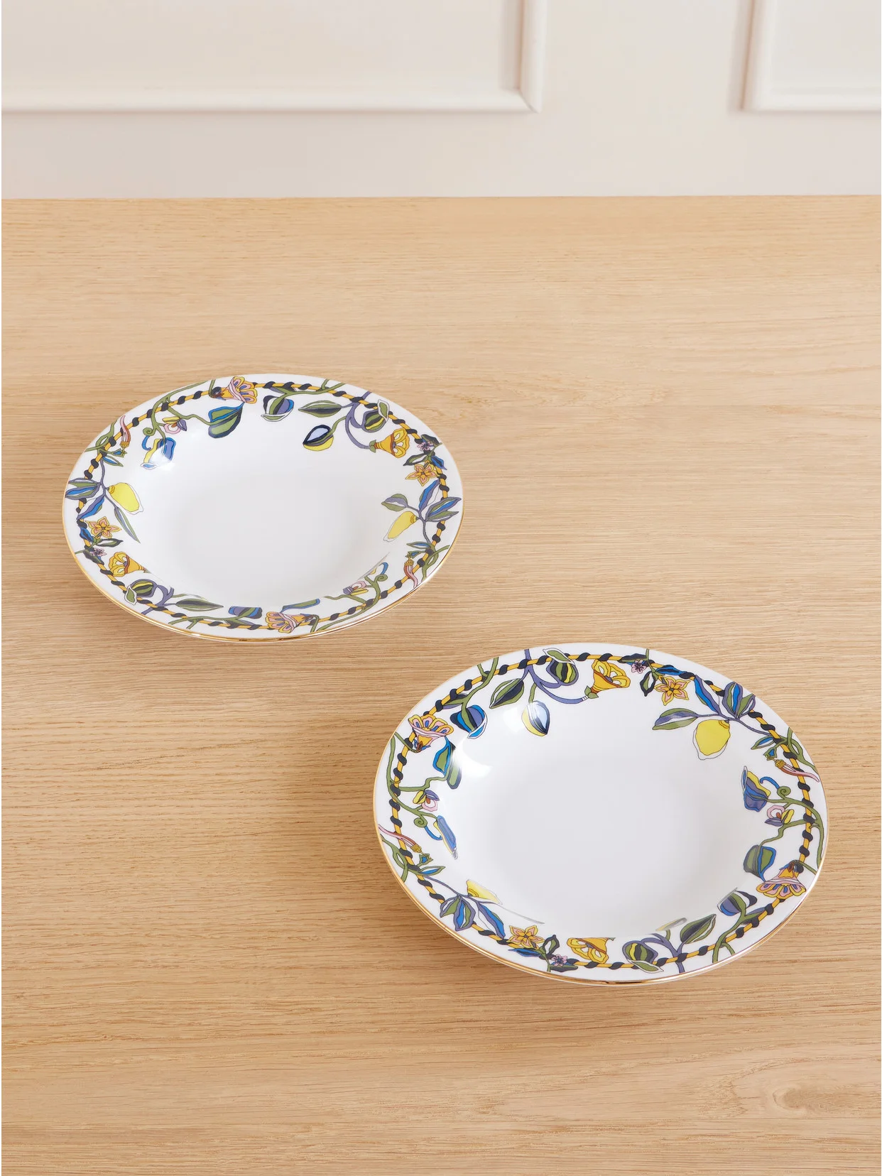 Set Of Two Painted Porcelain Soup Plates - 1