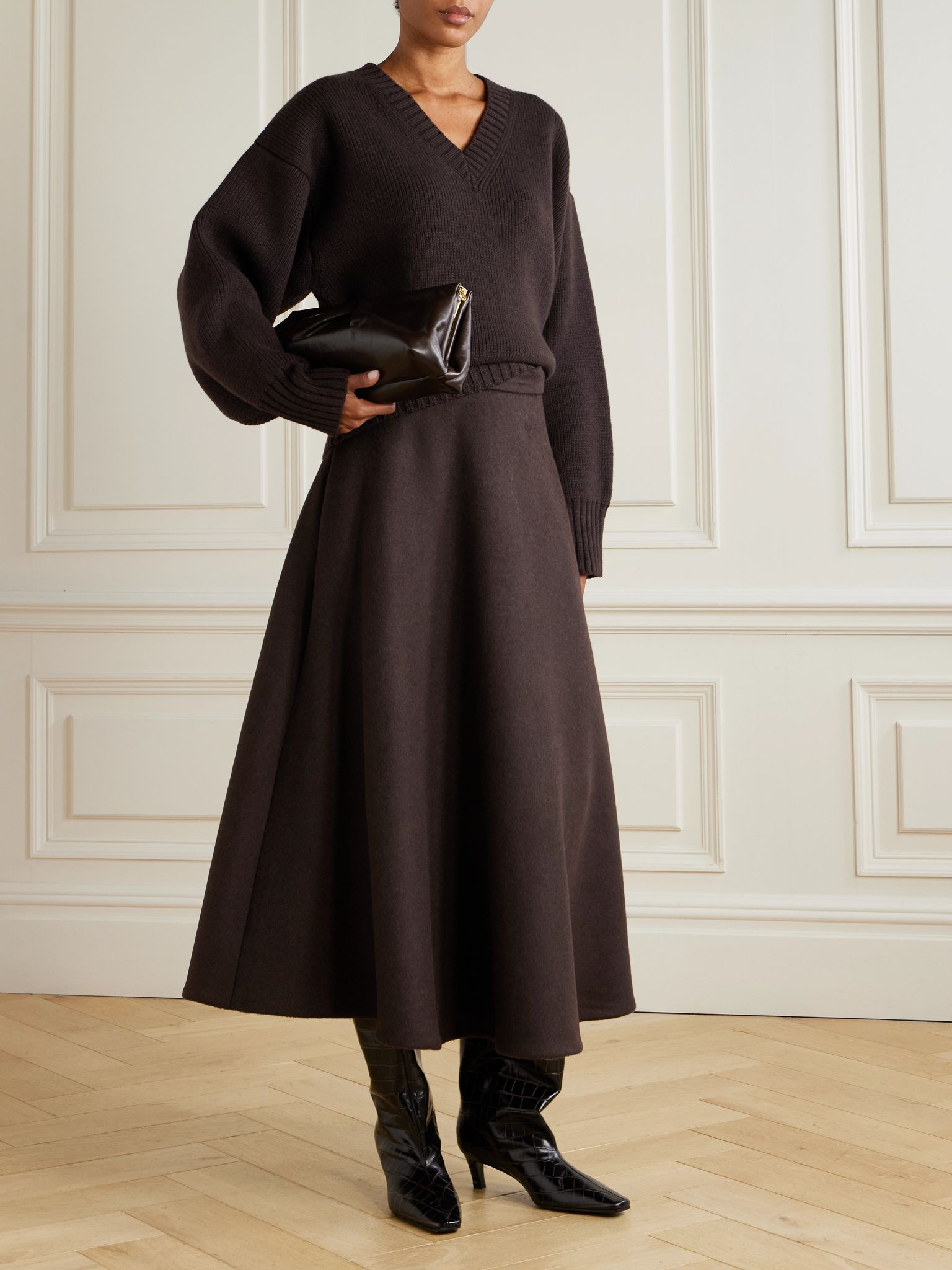 Oversized ribbed wool sweater Dark brown - 2