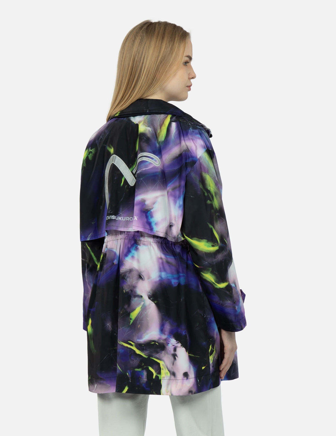 Abstract Print Hooded Wind Coat - 3