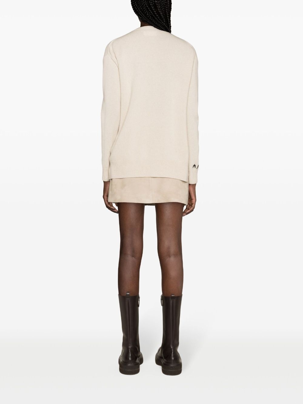 Mirka heart-embroidered cashmere cardigan - 4