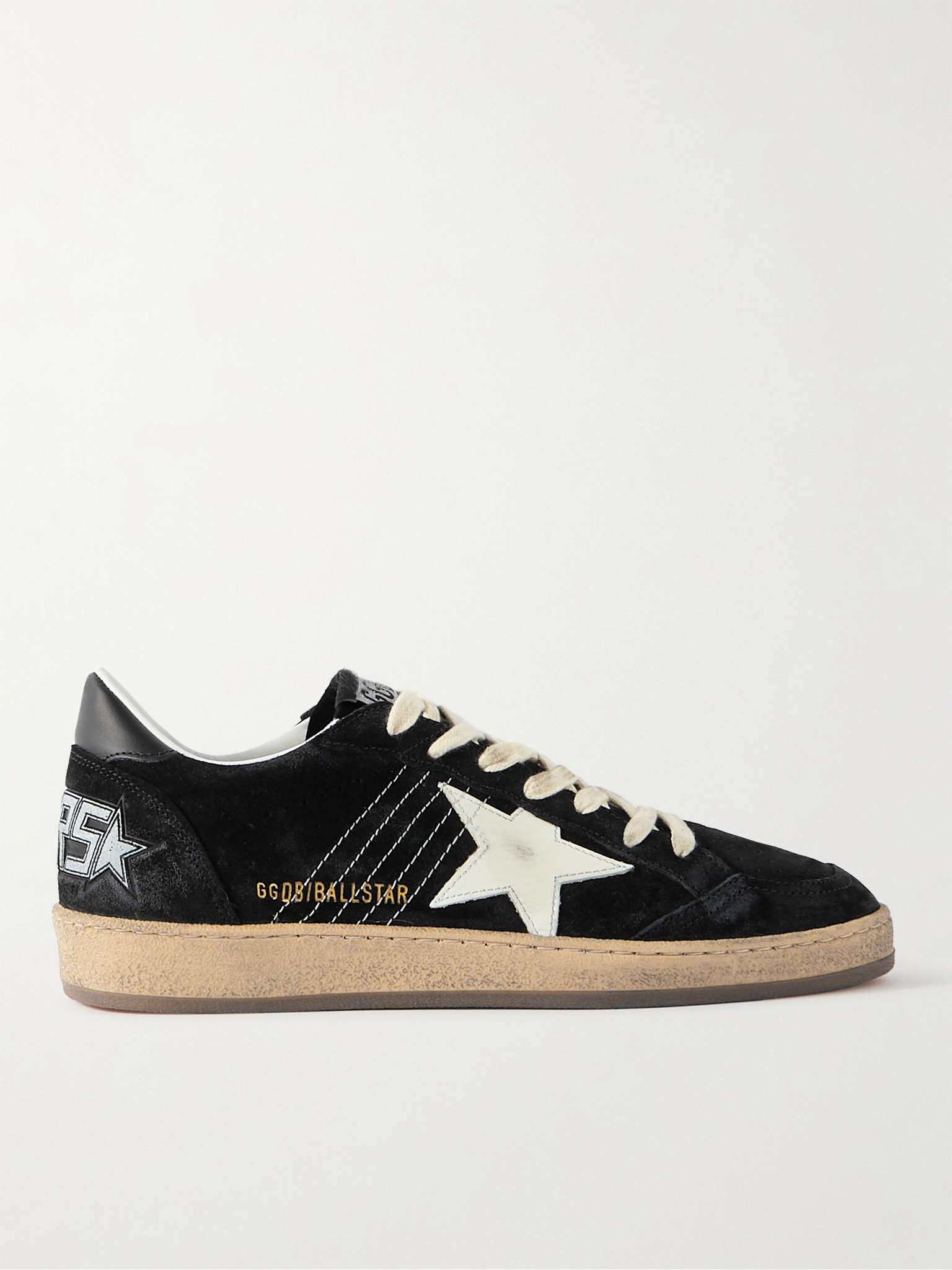 Ball Star Distressed Suede and Leather Sneakers - 1