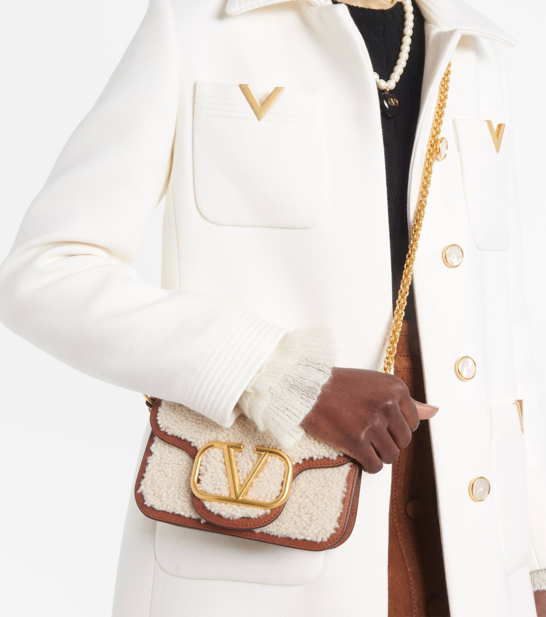 Locò Small shearling and leather shoulder bag - 2