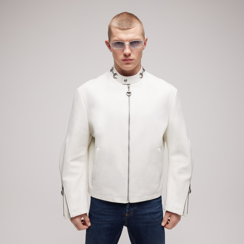 Treated bull leather jacket - 1