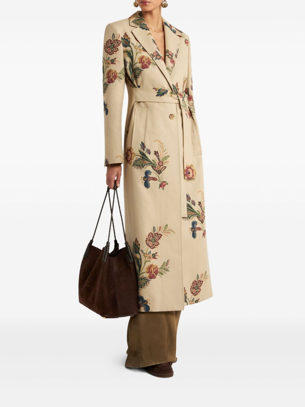 floral-print belted coat - 2