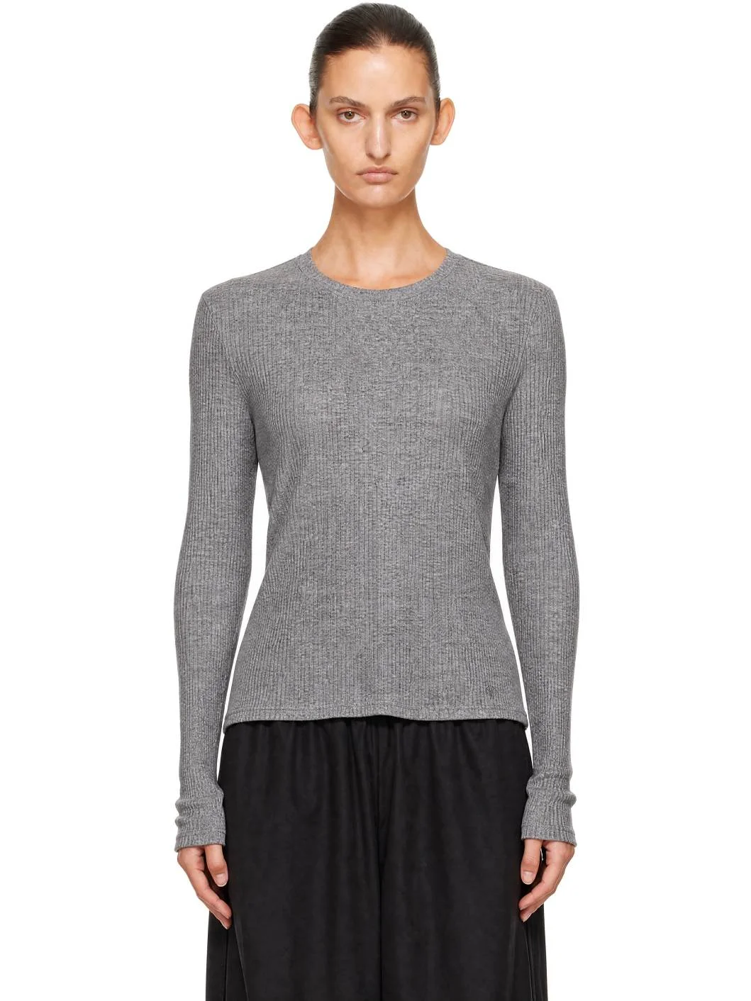 Gray Ortigia LDS Ribbed Jersey T-shirt - 1