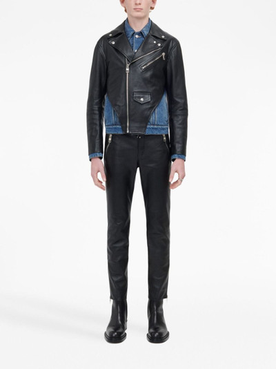 Alexander McQueen leather cropped slim-fit trousers outlook