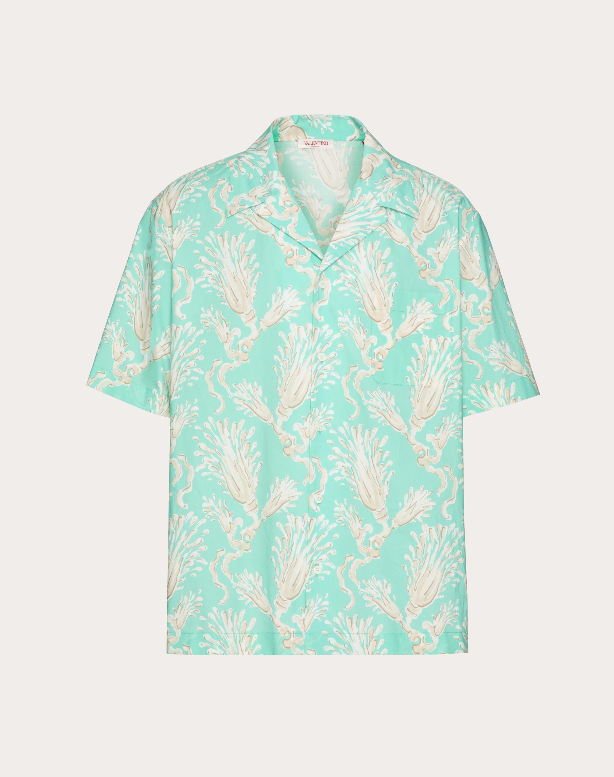 COTTON POPLIN BOWLING SHIRT WITH METAMORPHOS WHEATSHEAF PRINT - 1