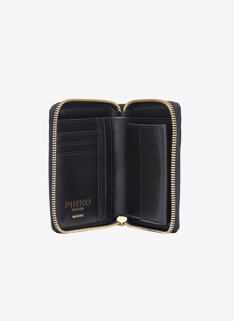 PINKO GALLERIA SQUARE LEATHER WALLET IN SHINY CROC-PRINT LEATHER 5