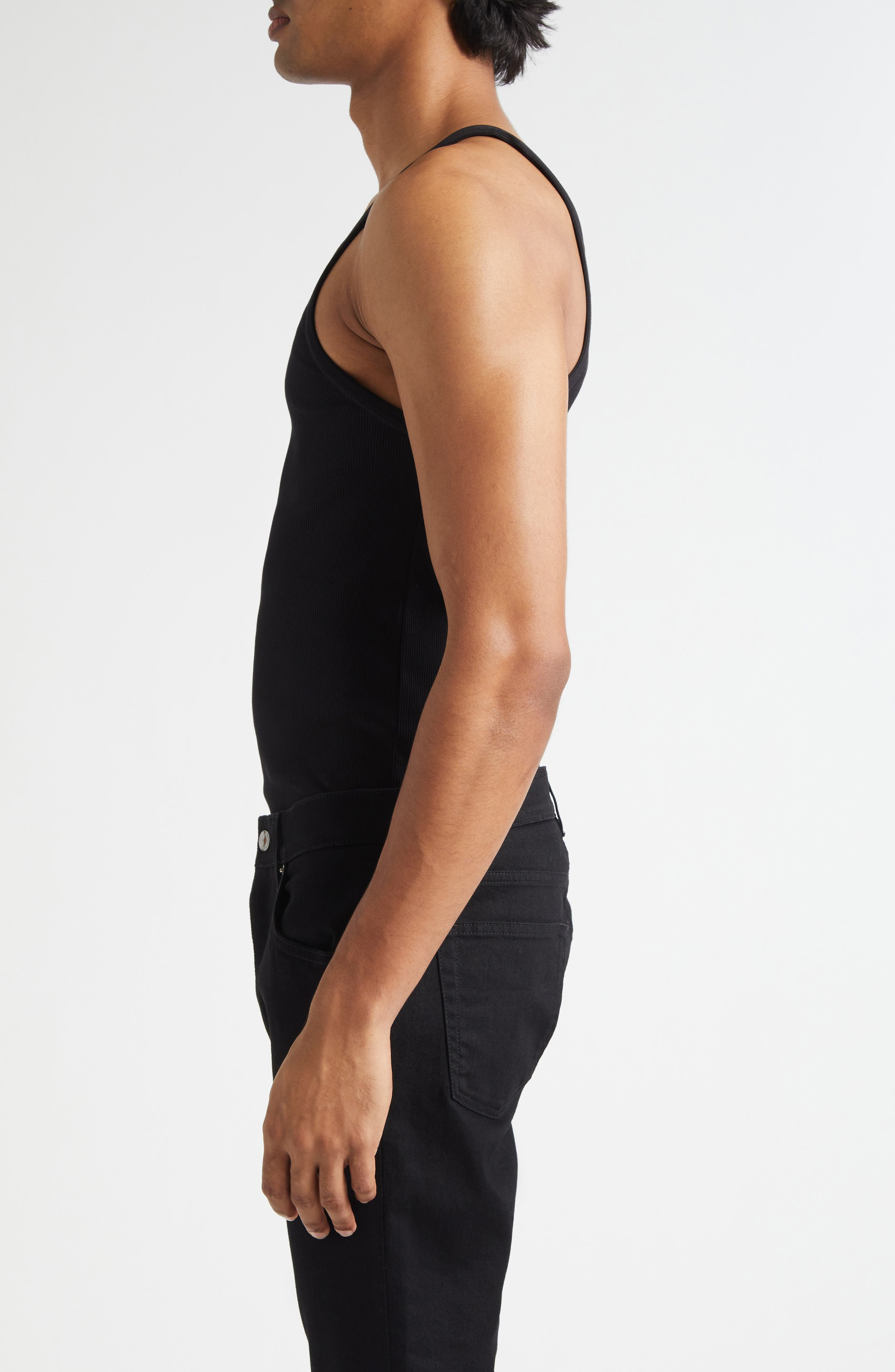 Dolce&Gabbana Embroidered Logo Rib Tank in N0000 Nero at Nordstrom - 3
