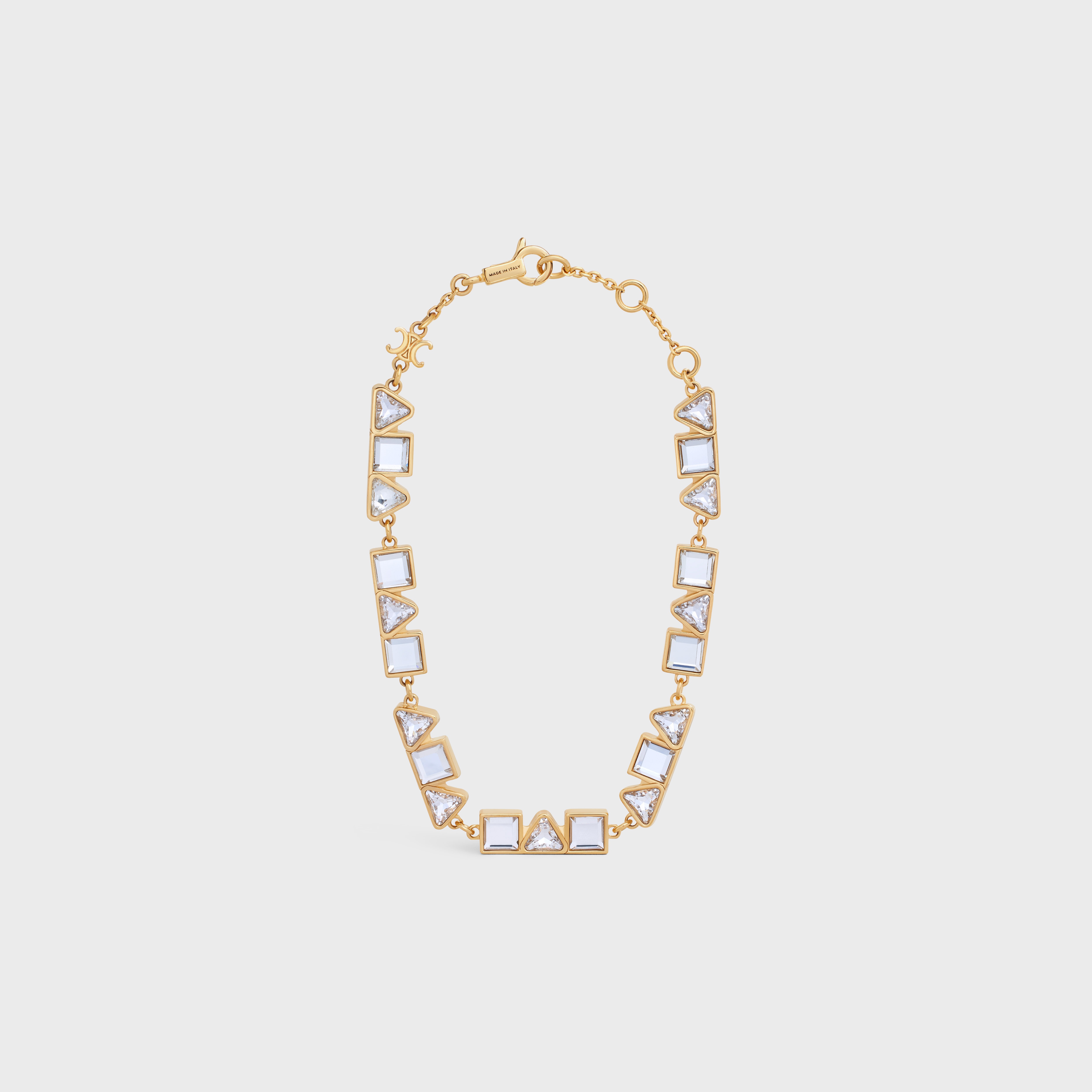 Celine Geometric Bracelet in Brass with Gold Finish and Strass - 1