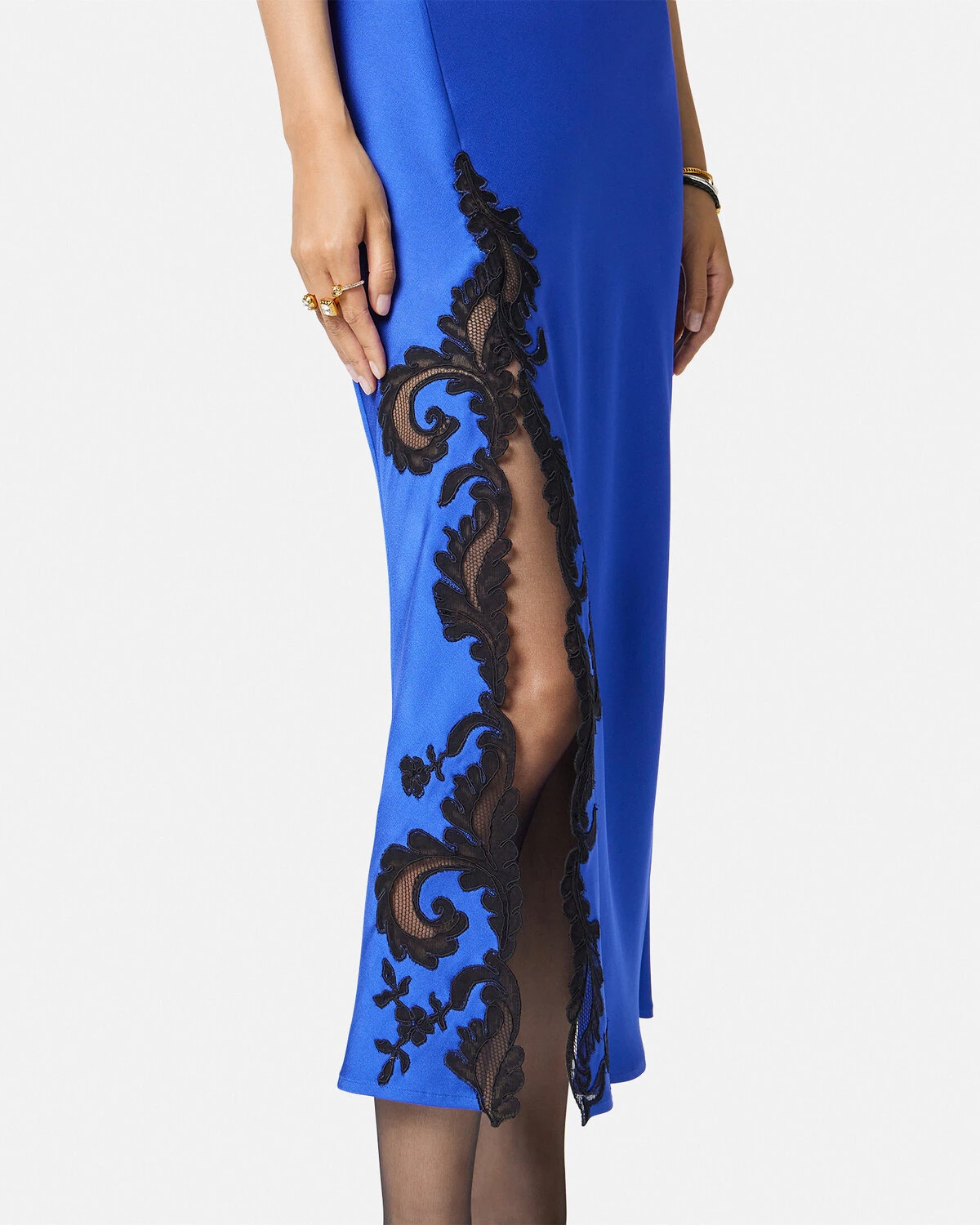Barocco Lace Cowl Slip Midi Dress - 3