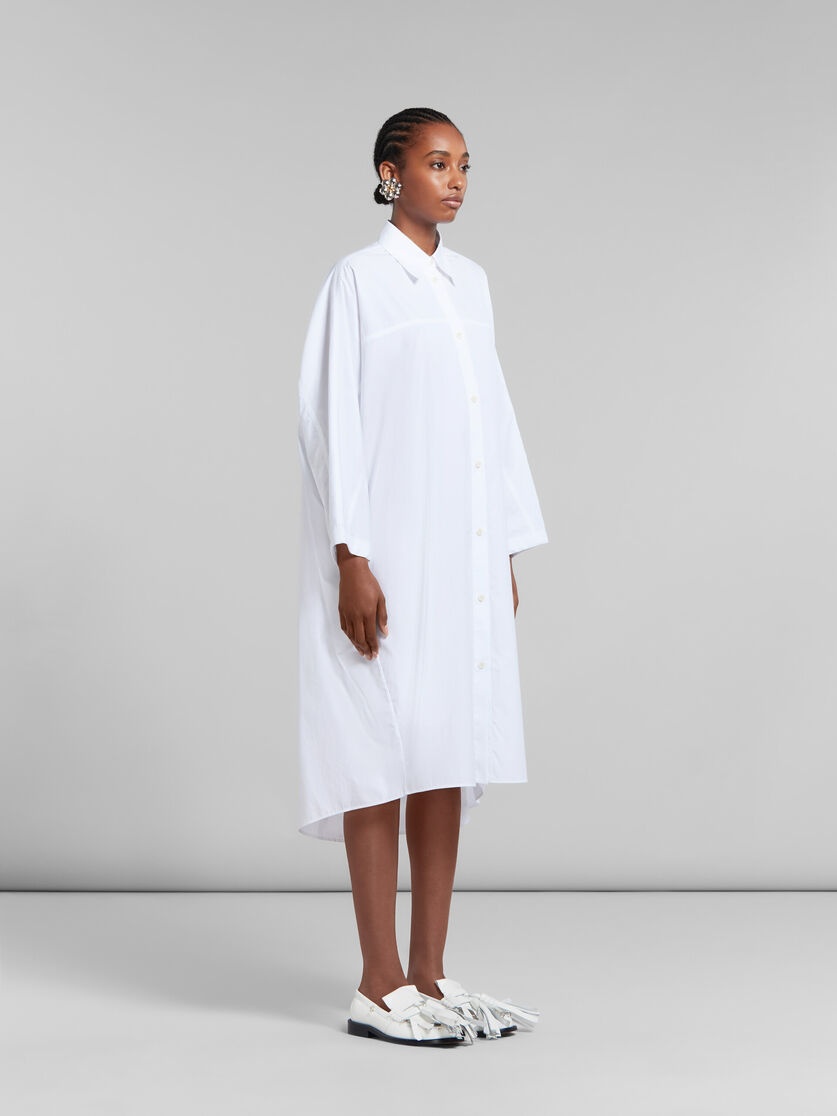 WHITE BIO POPLIN OVERSIZED SHIRT DRESS - 6