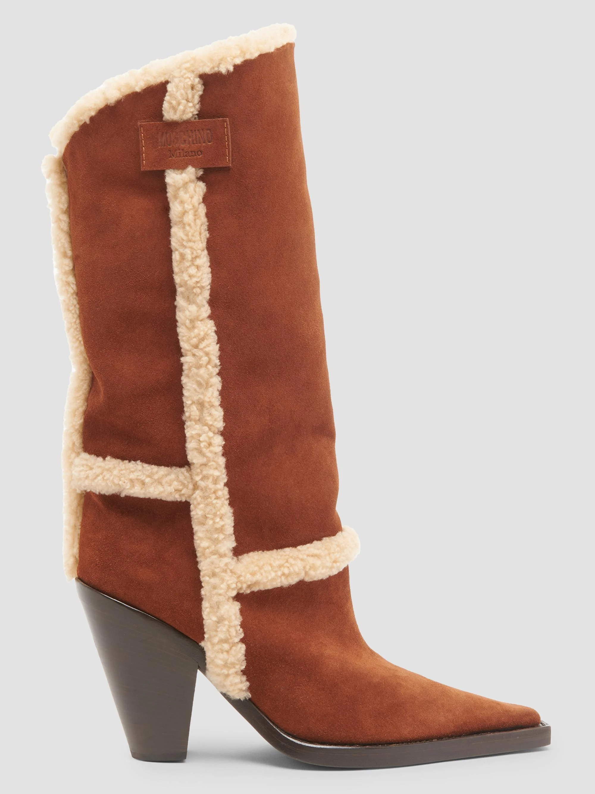 Women's Shearling Trim 100MM Boots - Rust - 1