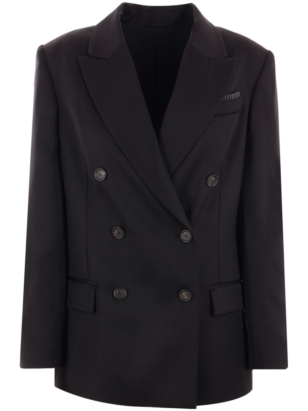 double-breasted virgin wool blazer - 1