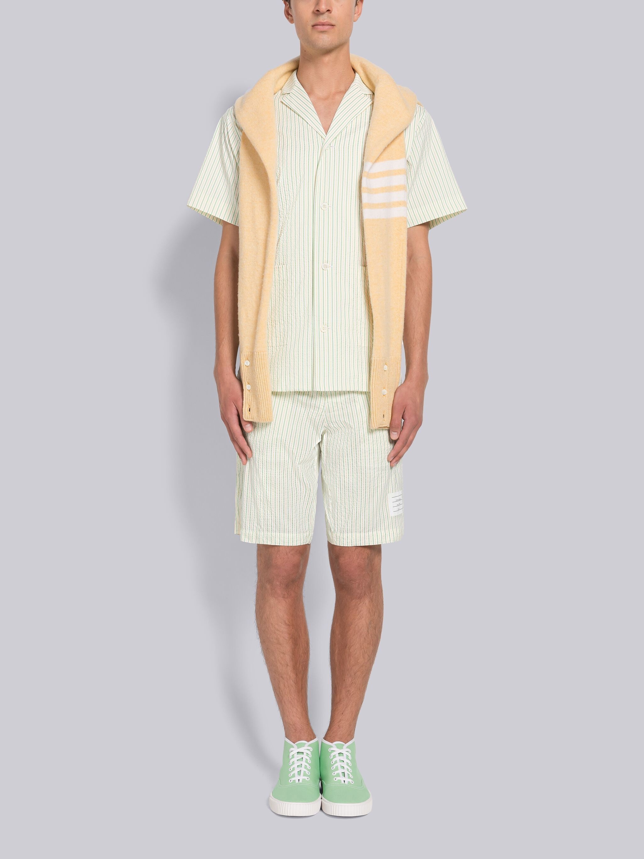 SWIM SEERSUCKER 4-BAR DRAWSTRING BOARD SHORT - 4