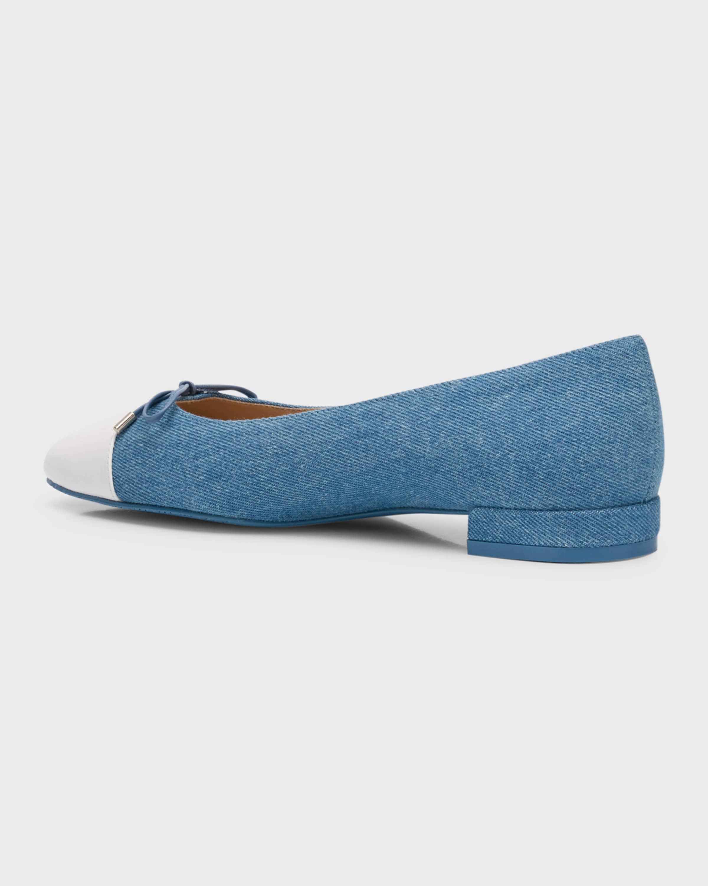 Sleek Denim Leather Ballerina Flats - 3