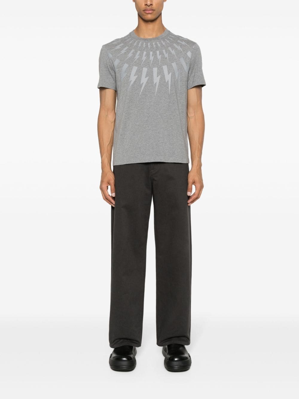 bolt-print cotton T-shirt - 2