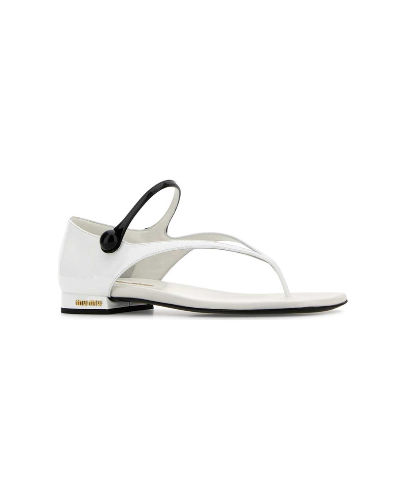 Miu Miu White Leather Thong Sandals outlook