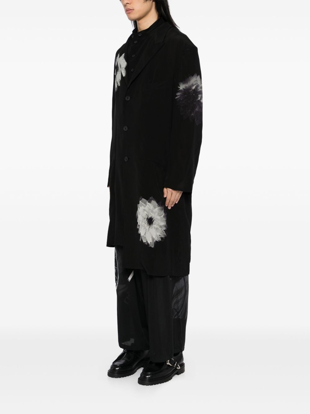 flower-print slit jacket - 3