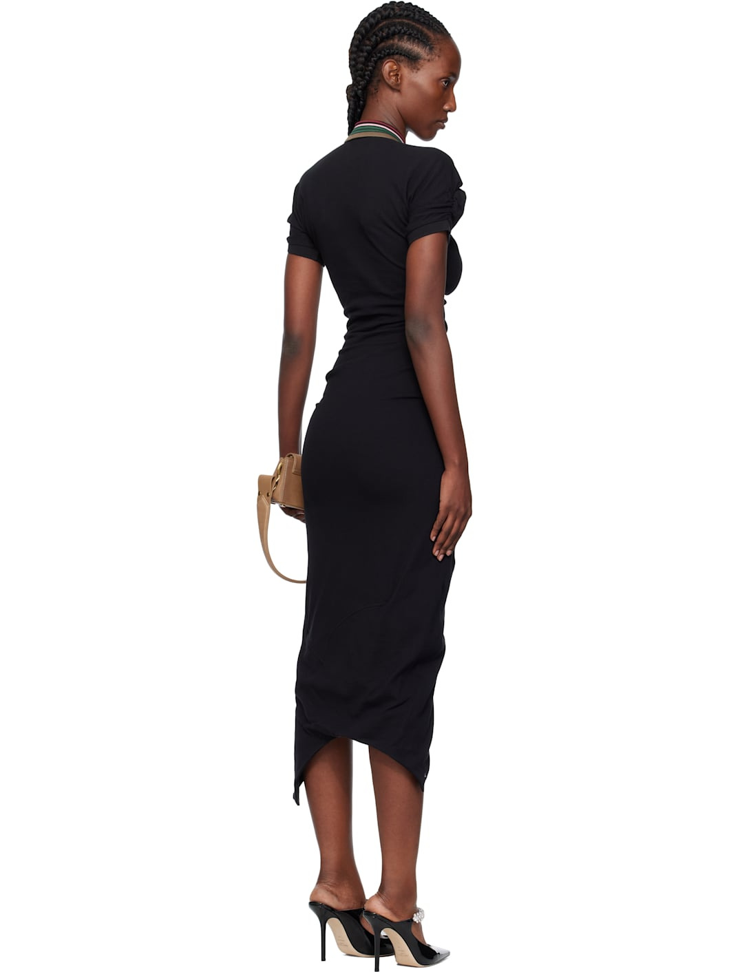Black Pulling Midi Dress - 3