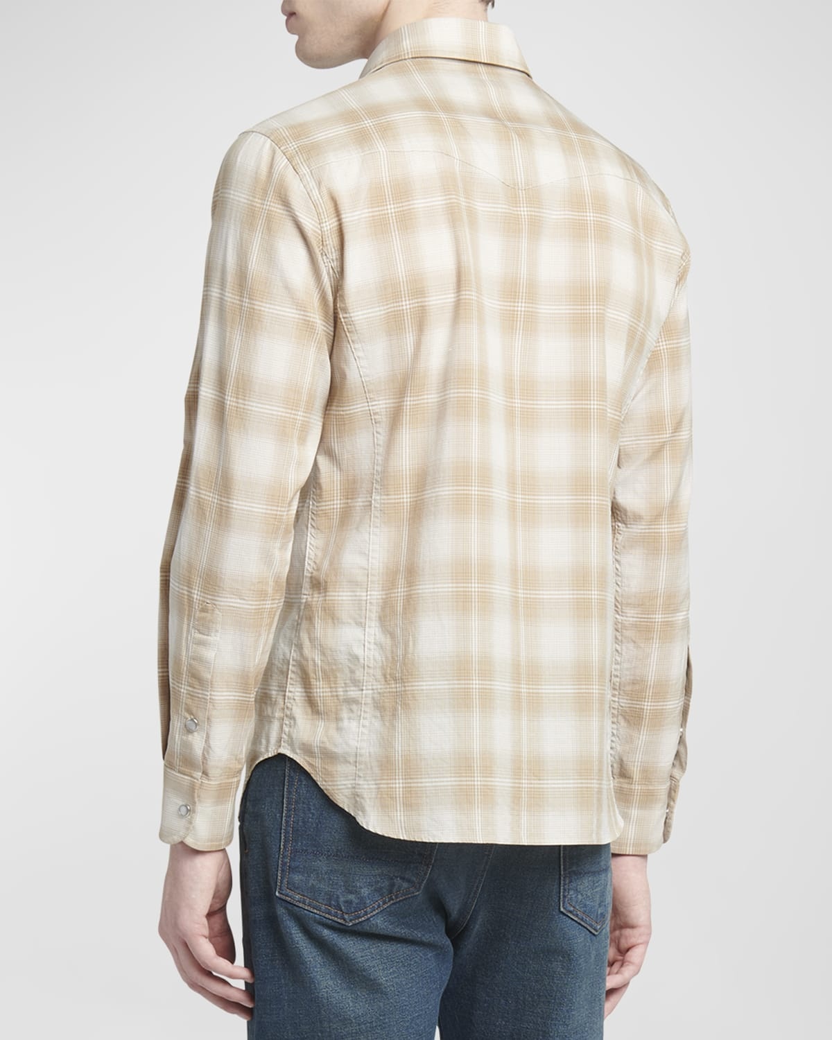 Men's Degrade Check Western Button-Down Shirt - 3