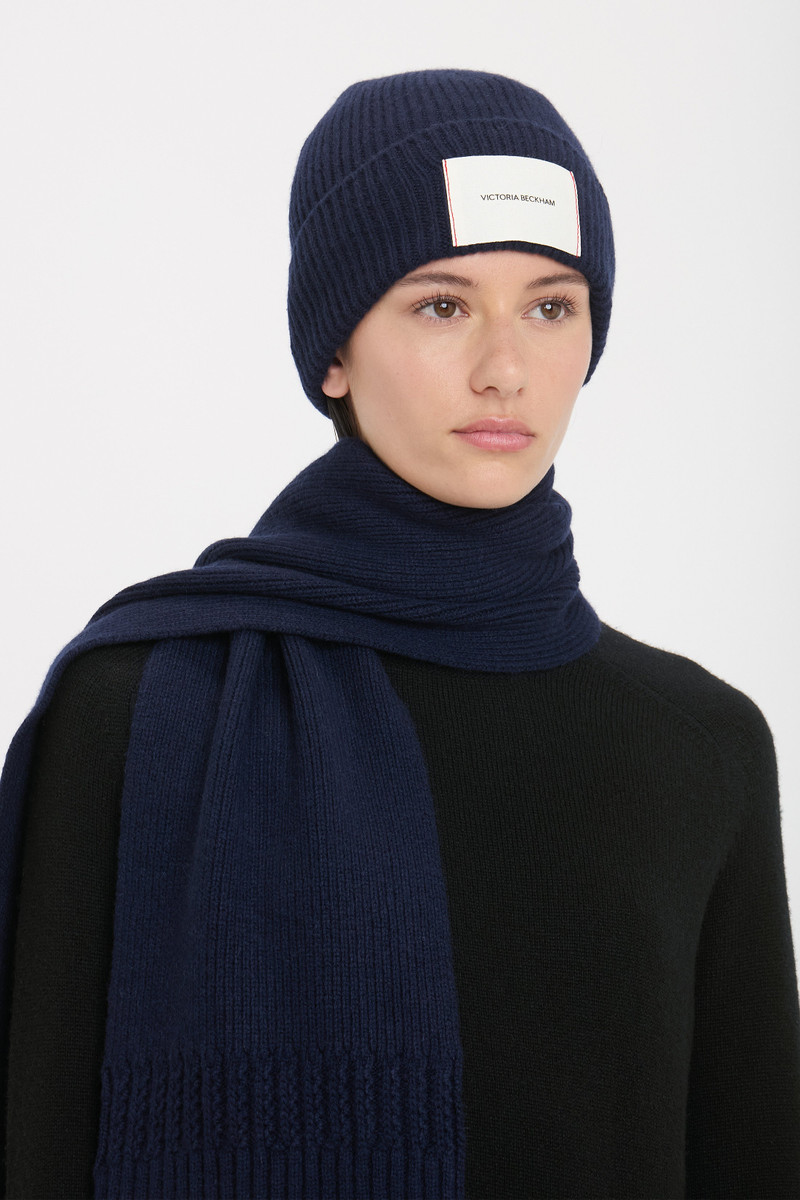 Logo Patch Beanie In Navy-Red 4