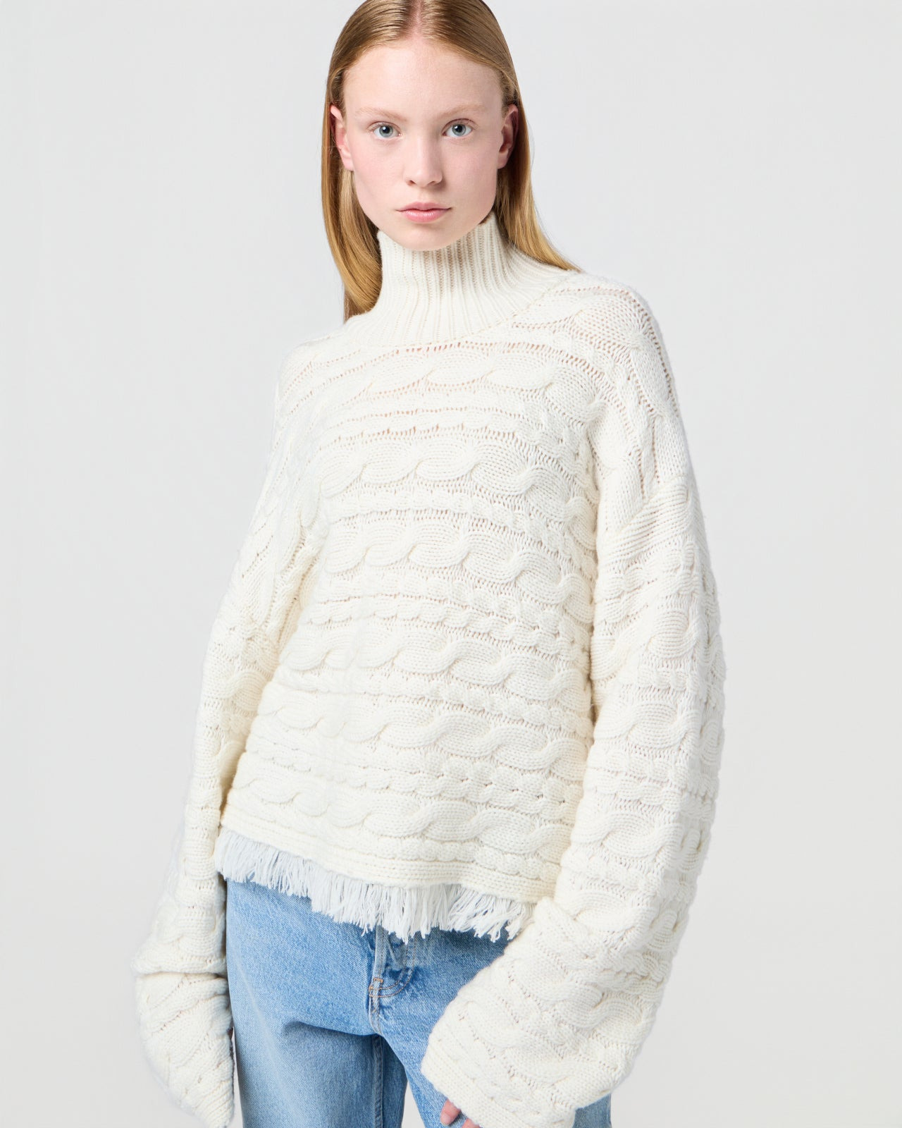Cropped Cable Turtleneck - 5