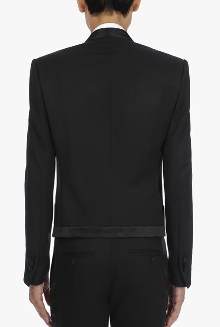 Wool spencer jacket with badge and black satin pointed collar - 8