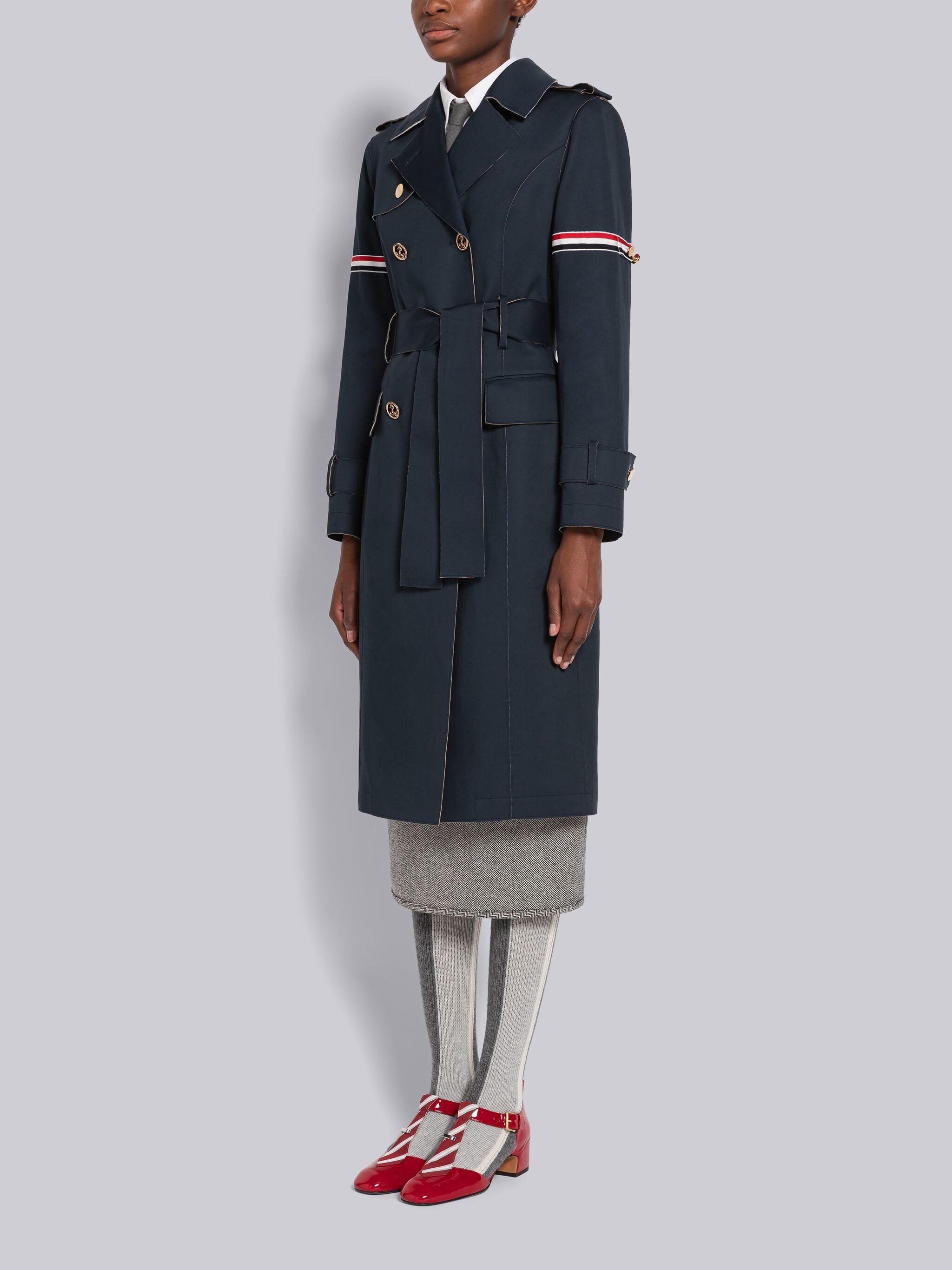 Raw Edge Mackintosh Armband High Armhole Trench Coat - 2