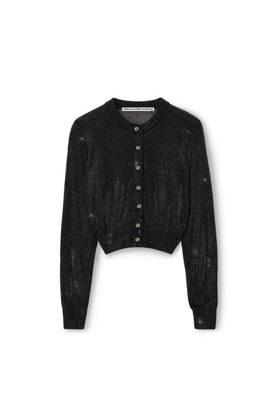 Alexander Wang Beaded Hotfix Cropped Crewneck Cardigan outlook