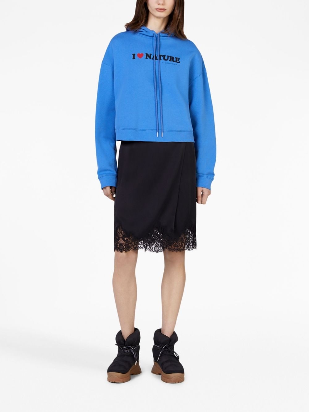 Guipure graphic-print hoodie - 2