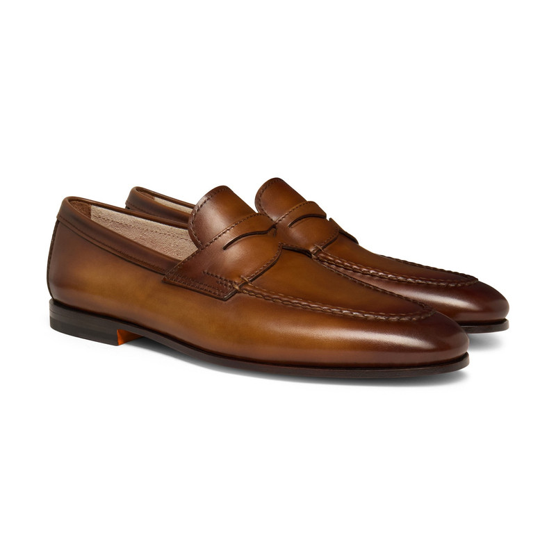 Men's brown leather penny loafer 3