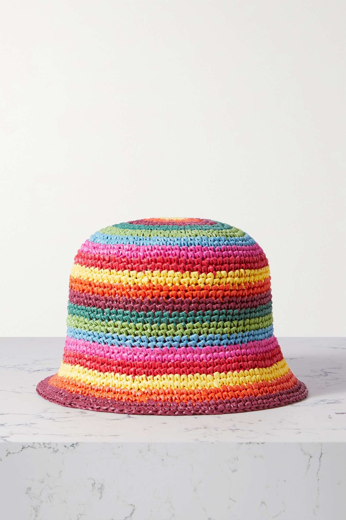 Valentino Garavani embellished striped crochet bucket hat - 3