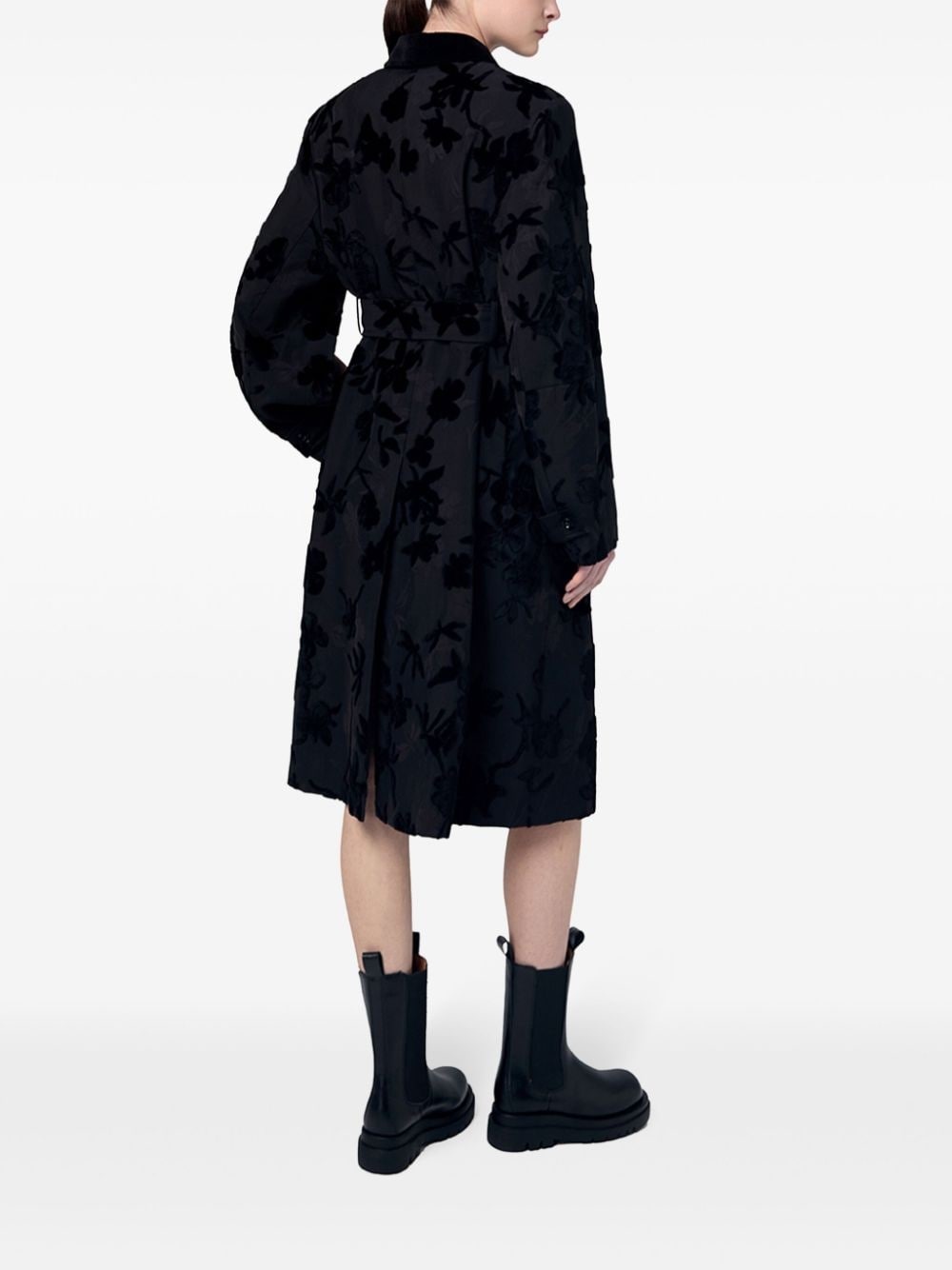 floral-print trench coat - 4