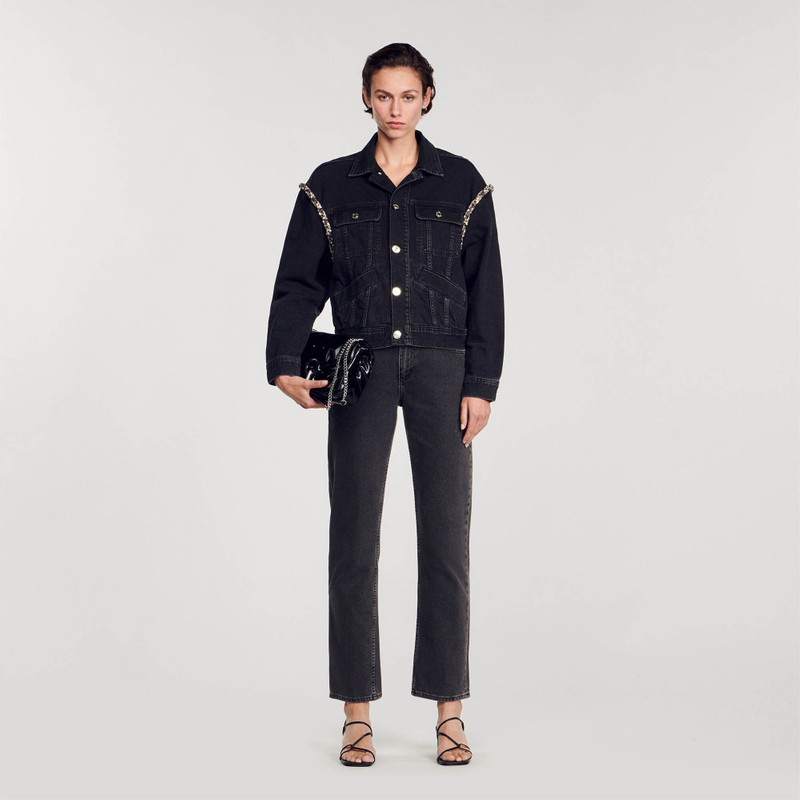 Sandro OVERSIZED DENIM JACKET WITH RHINESTONES outlook